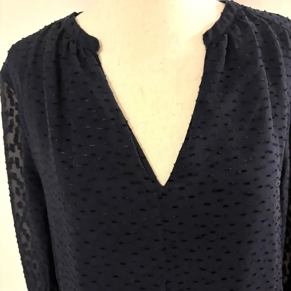 J.Crew Black Eyelet Blouse Silk Viscose Size 6